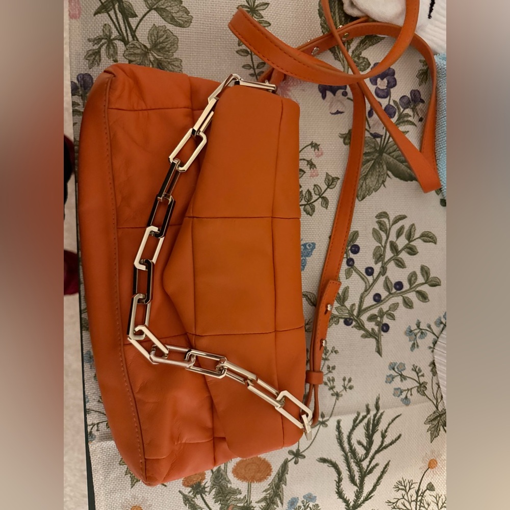 Orange Quilted Shoulder Bag
